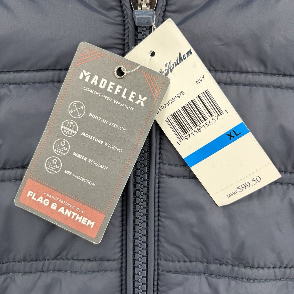 Flag & Anthem Madeflex Hybrid Puffer Jacket Mens XL Navy NWT Performance - Picture 7 of 8